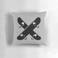 Custom throw pillow with a skateboard cross design for skaters and skateboarding enthusiasts