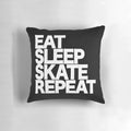 Skateboarding-themed pillow with the text "Eat Sleep Skate Repeat"