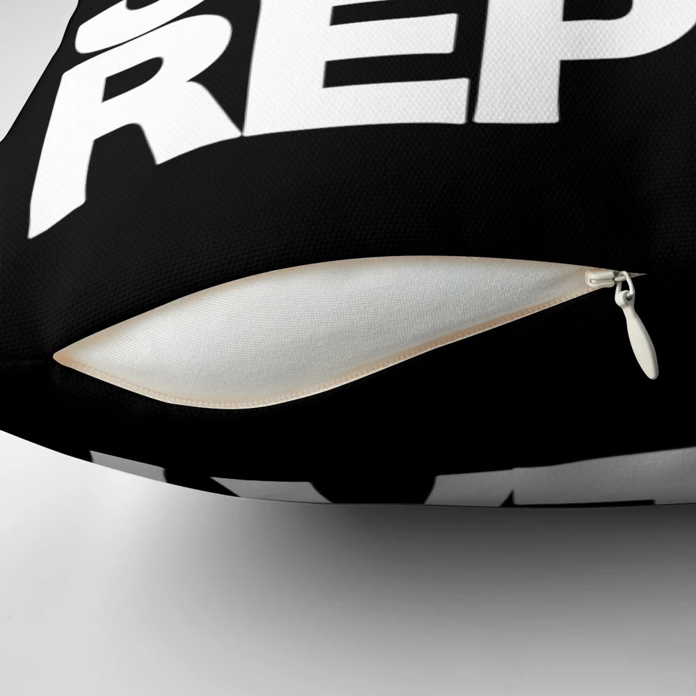 Skateboarding-themed pillow with the text "Eat Sleep Skate Repeat"