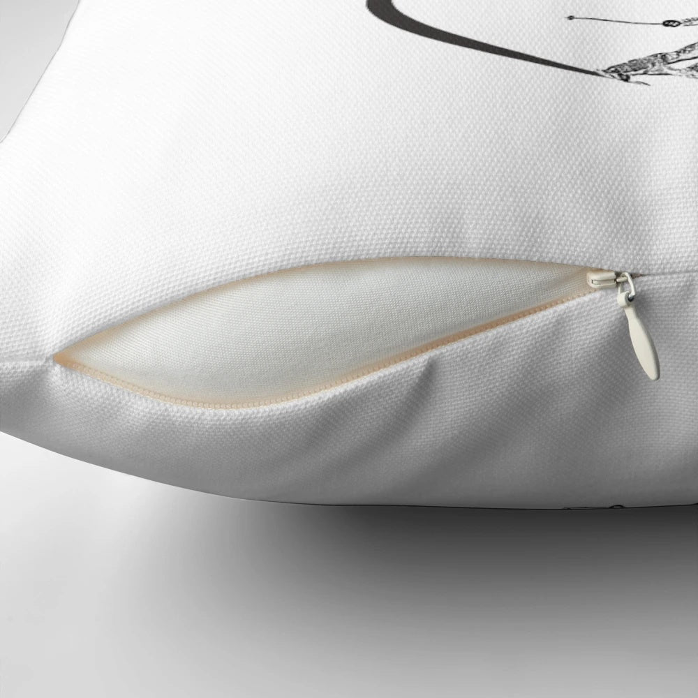 Ski lines decorative pillow featuring a snowy alpine landscape design