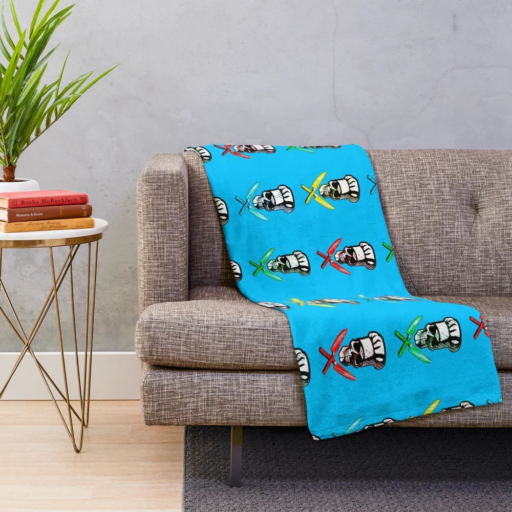 Skull chef plush blanket with a culinary design