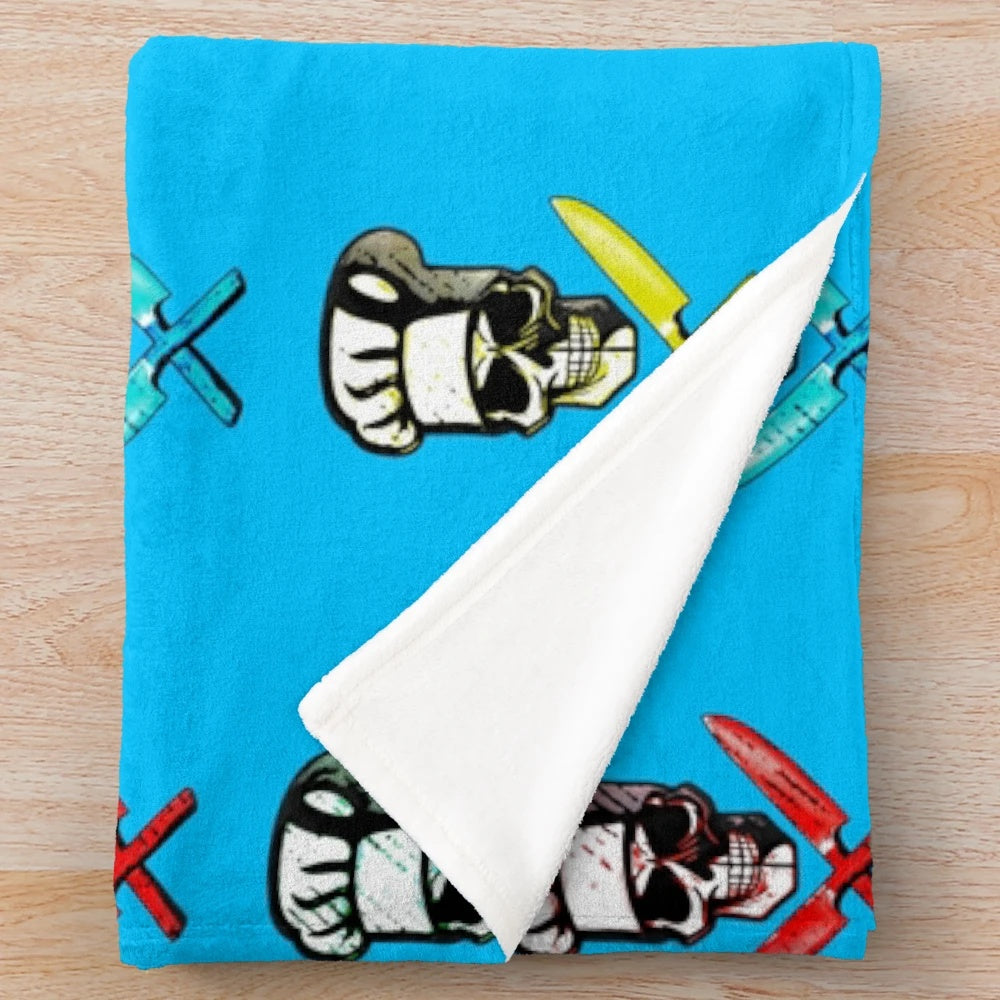 Skull chef plush blanket with a culinary design
