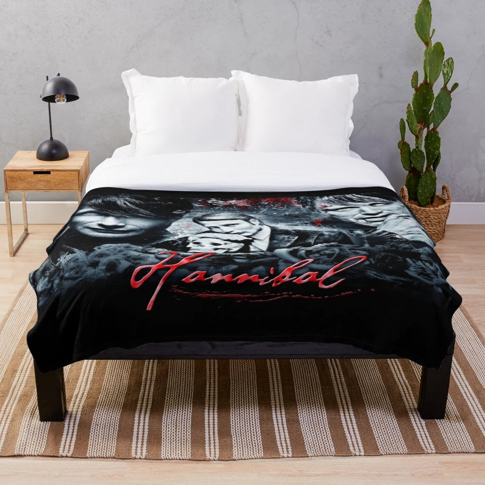 Skull Design Plush Blanket for Hannibal Lecter Fans