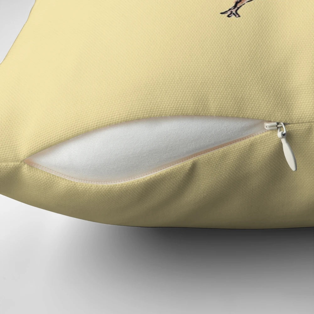 Skydiving squirrel illustration on a decorative throw pillow