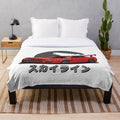Skyline GTR R-34 inspired plush blanket with a red, sporty design