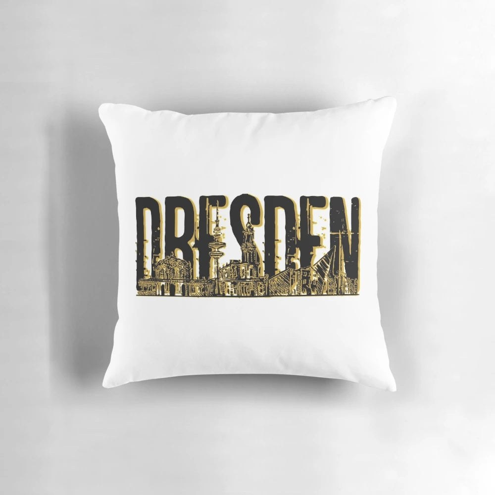 Skyline of Dresden, Germany city view printed on a comfortable throw pillow