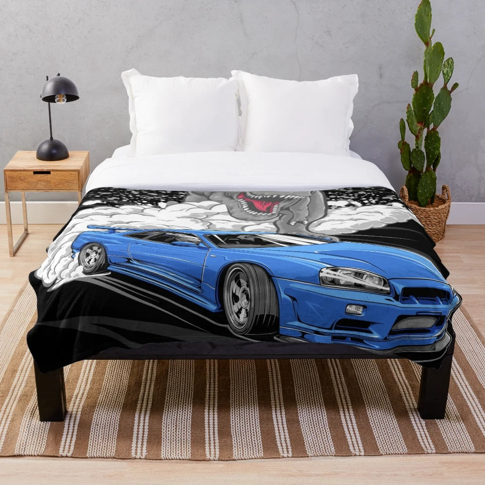 Skyline R34 GTR inspired plush blanket