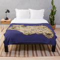 Skyrim inspired plush blanket featuring the map of Tamriel