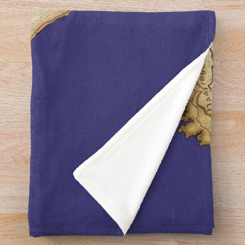 Skyrim inspired plush blanket featuring the map of Tamriel