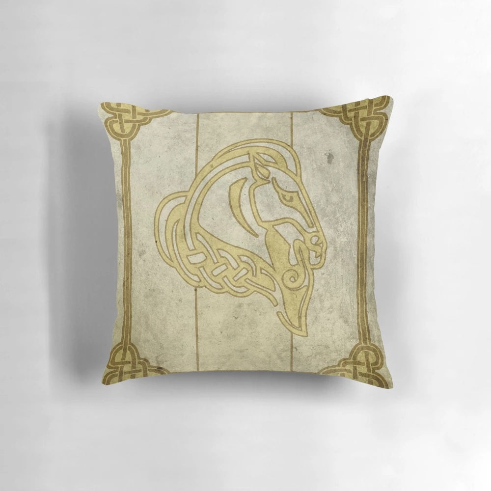 A decorative pillow featuring the iconic Whiterun banner from the video game Skyrim, perfect for fans of The Elder Scrolls series and fantasy gaming.