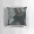 A plush pillow featuring the iconic "Hey, you're finally awake" meme from the Skyrim video game