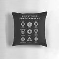 Skyrim Shadowmarks (Light) Pillow - Enhance your gamer decor with this decorative pillow inspired by the Thieves Guild's secret language.