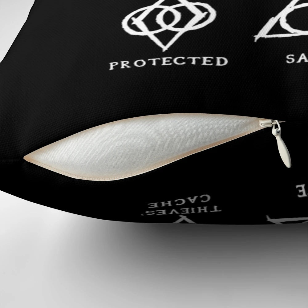 Skyrim Shadowmarks (Light) Pillow - Enhance your gamer decor with this decorative pillow inspired by the Thieves Guild's secret language.