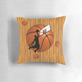 Slam dunk basketball player pillow featuring a basketball player in midair