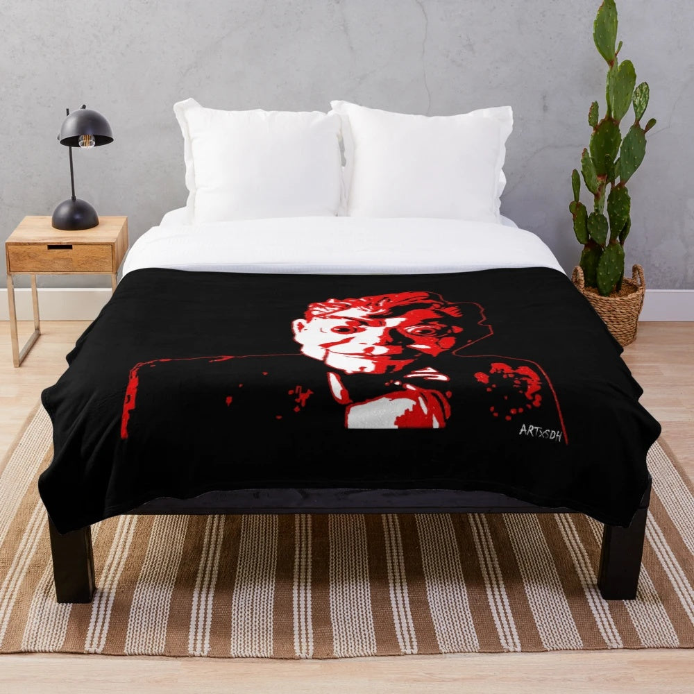 Slappy-inspired plush blanket with horror and Goosebumps design