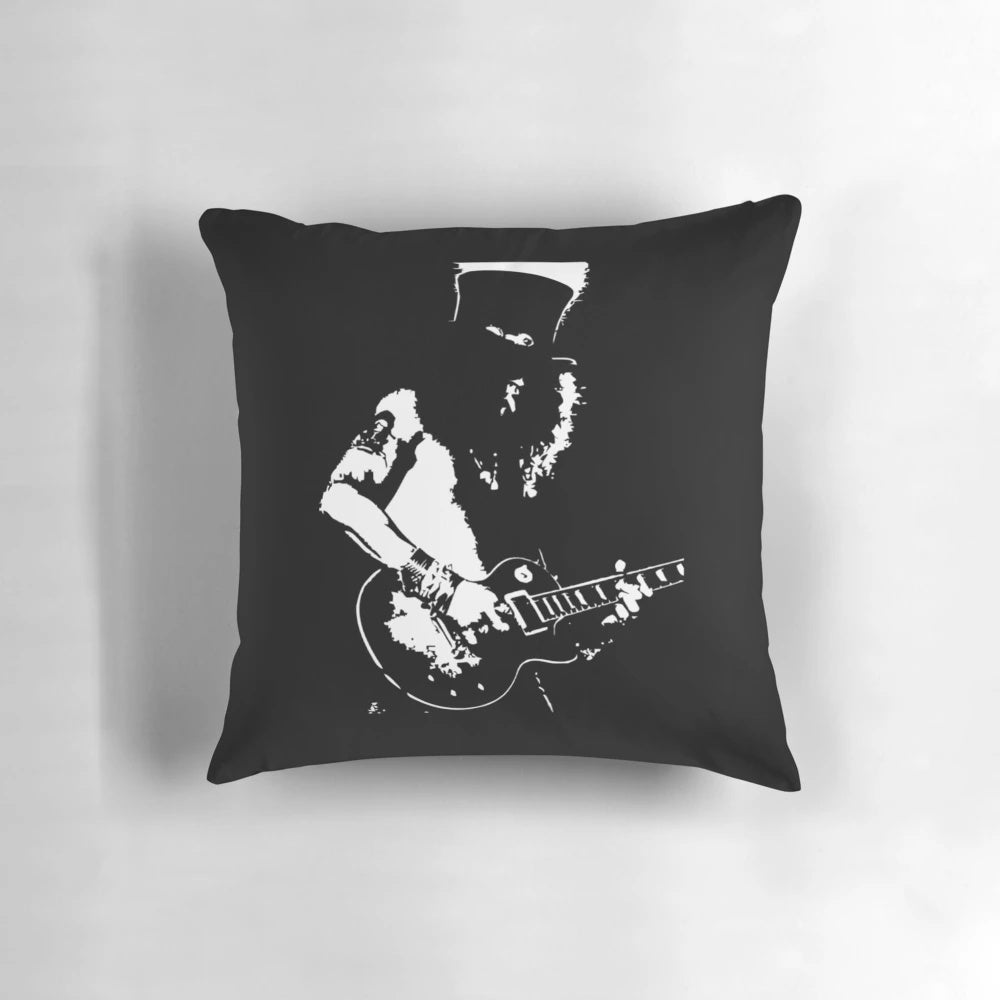Slash Classic Pillow - A decorative hard rock and heavy metal inspired cushion featuring the iconic Slash logo and skull design.