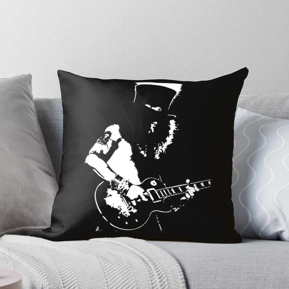 Slash Classic Pillow - A decorative hard rock and heavy metal inspired cushion featuring the iconic Slash logo and skull design.