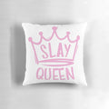 Slay Queen decorative throw pillow with crown and tiara design
