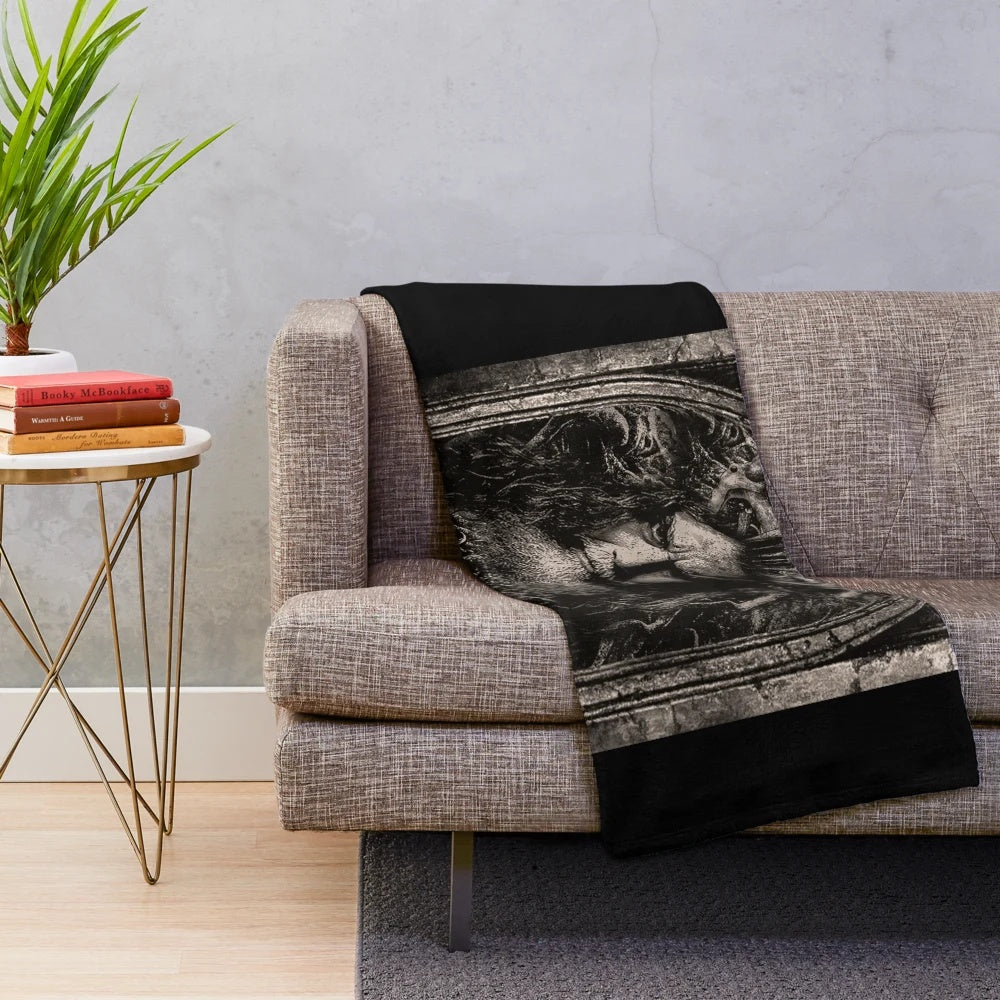 Slayer inspired Angel of Death plush blanket featuring Tom Araya