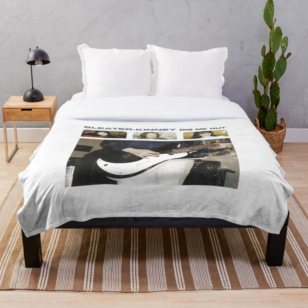 Sleater Kinney plush blanket with yellow river album cover design