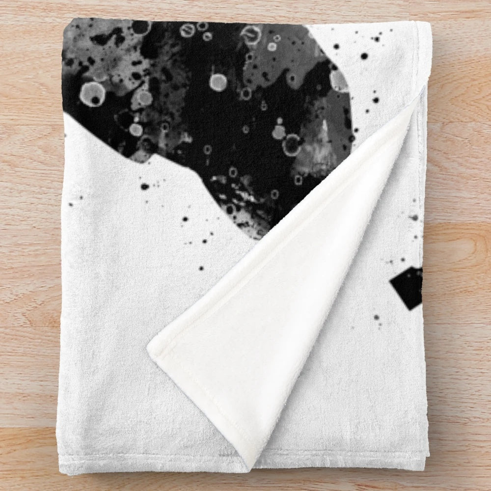 Ice hockey goalie silhouette in black and white design on plush blanket