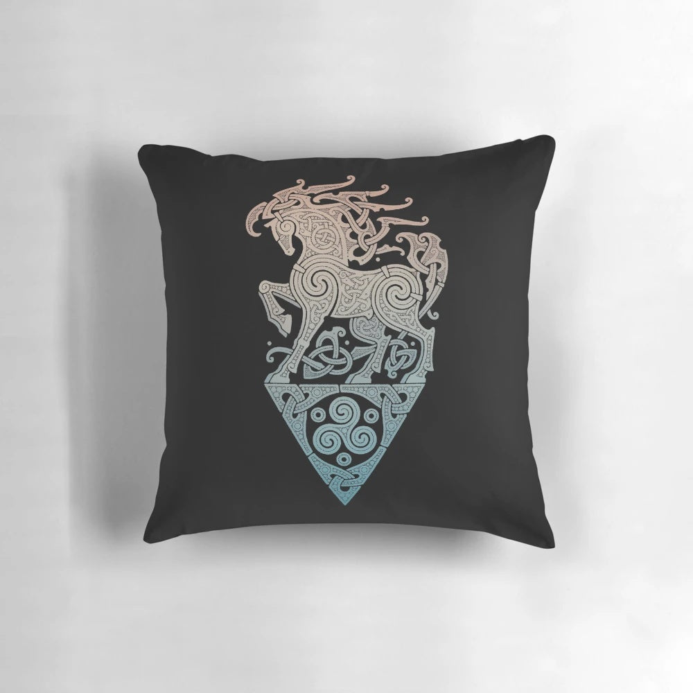 Decorative pillow featuring Sleipnir, the eight-legged horse of the Norse god Odin