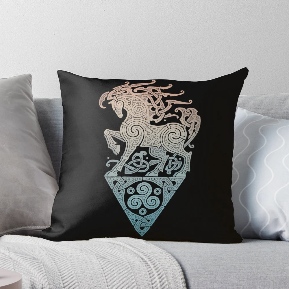 Decorative pillow featuring Sleipnir, the eight-legged horse of the Norse god Odin