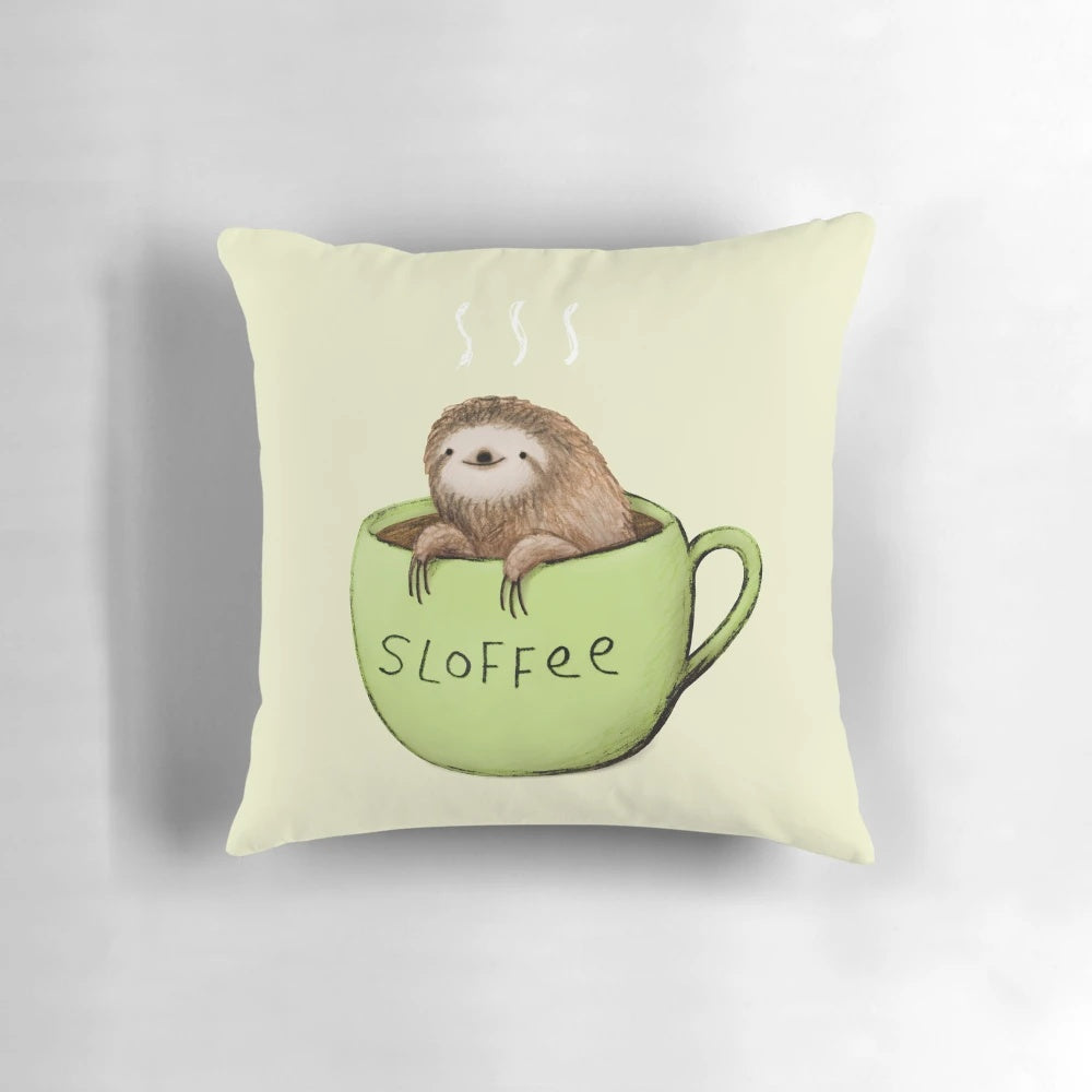 Sloffee Pillow - A Sloth-Themed Coffee Mug and Plush Cushion Combo