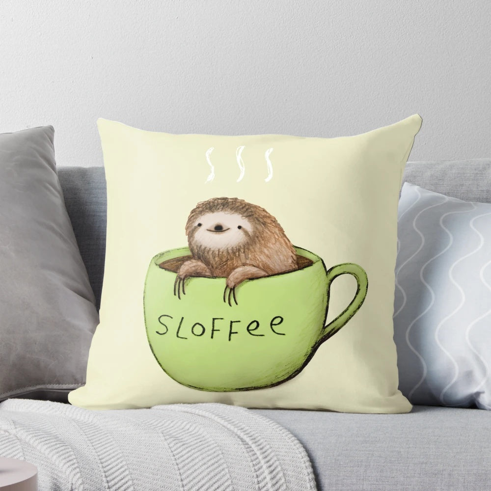 Sloffee Pillow - A Sloth-Themed Coffee Mug and Plush Cushion Combo