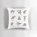 Adorable three-toed sloth in a yoga pose, surrounded by kawaii sloth graphics.