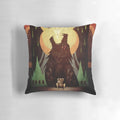 A decorative pillow featuring the Slow Arrow fresco from Dragon Age Inquisition, with the Dread Wolf symbol.