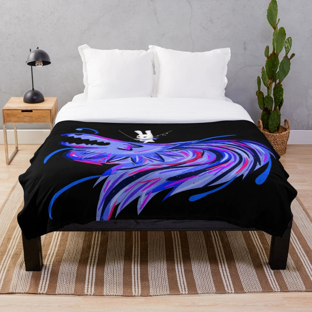 A cozy and cute slugcat plush blanket inspired by the video game Rain World