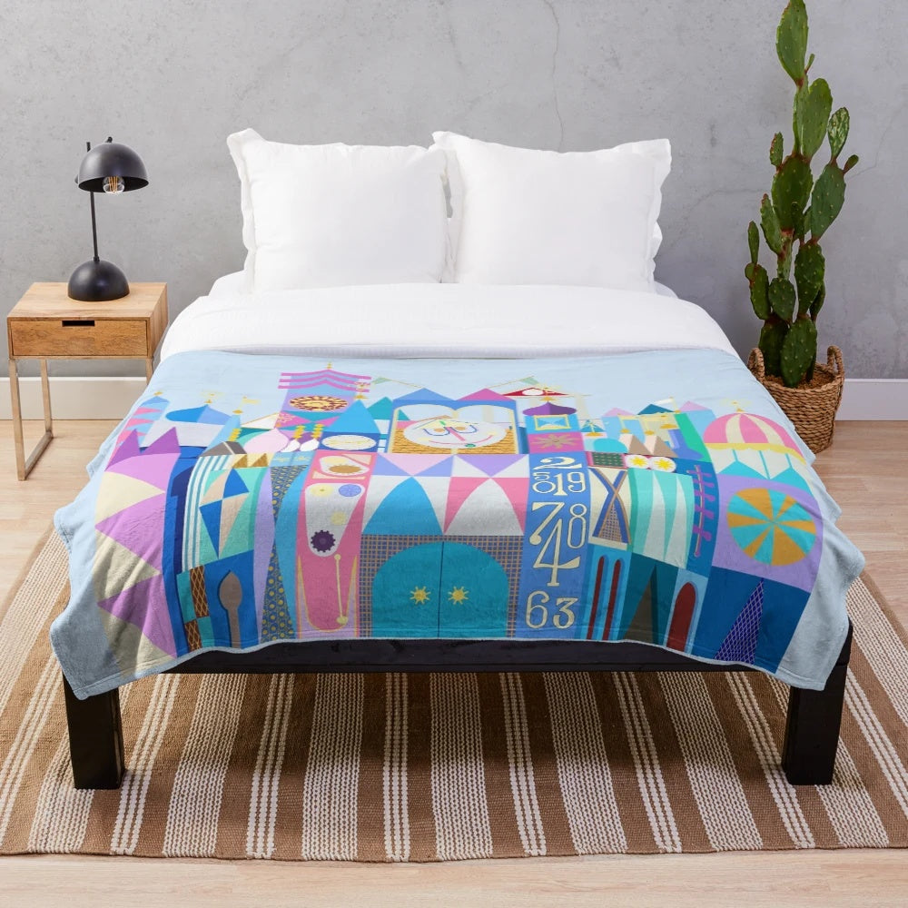 Small World Inspired Plush Blanket with Tokyo Design