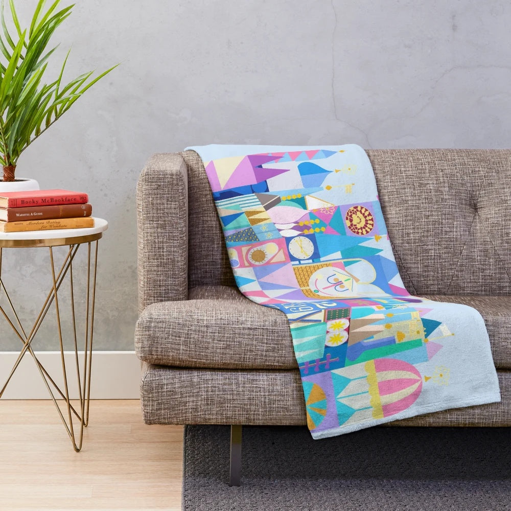 Small World Inspired Plush Blanket with Tokyo Design