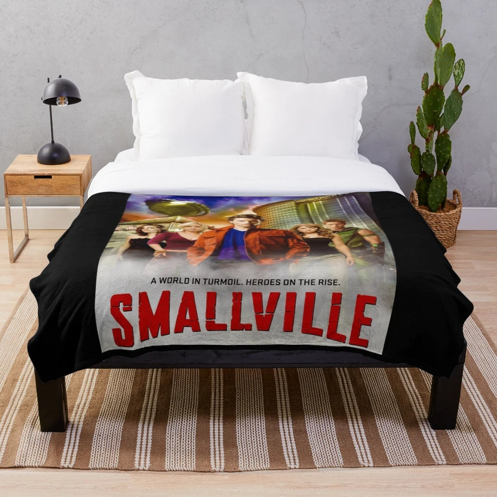 Smallville TV series inspired plush blanket with Superman and superhero design