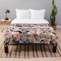 Soft and cozy plush blanket featuring a collage of smiling Jimin from the K-pop group BTS