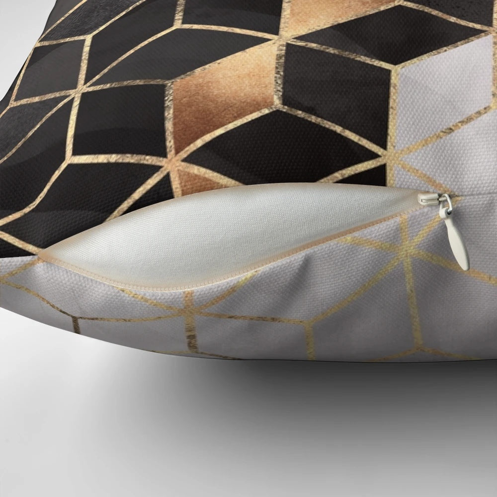 Smoky geometric cubes pattern on a decorative accent pillow for modern home decor