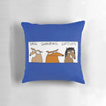 A plush pillow with a sarcastic, politically-charged design featuring "smug sneering leftists
