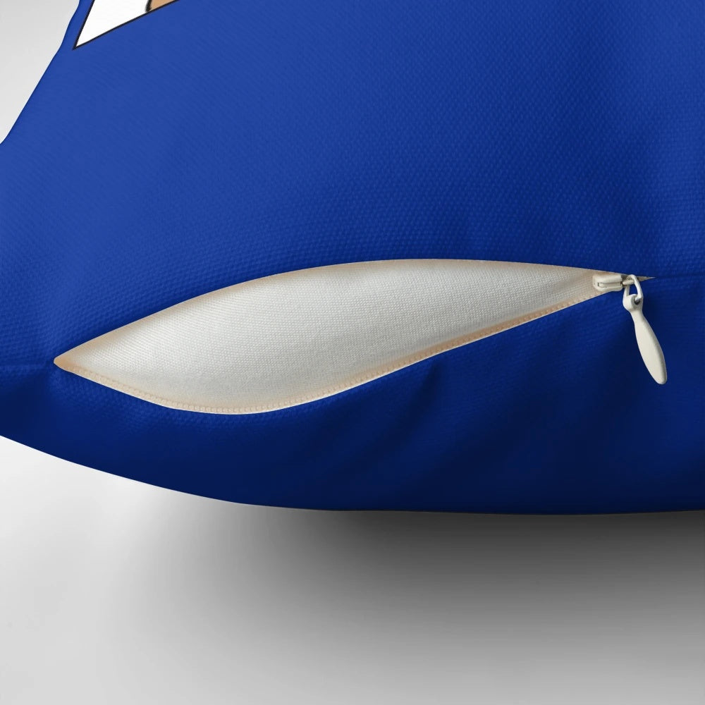 A plush pillow with a sarcastic, politically-charged design featuring "smug sneering leftists