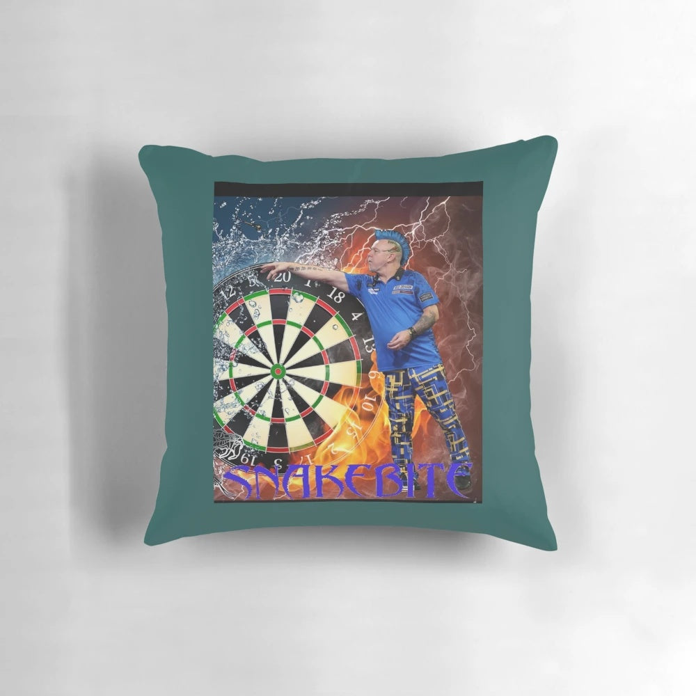 Snakebite Darts Pillow featuring the image of Peter Wright, the PDC Champion