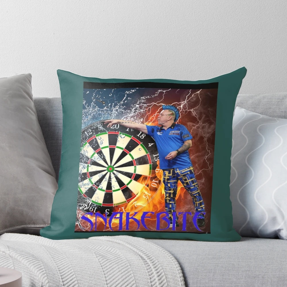 Snakebite Darts Pillow featuring the image of Peter Wright, the PDC Champion