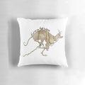 A festive pillow featuring a sneaky looking greyhound or sighthound dog breed, perfect for holiday home decor.