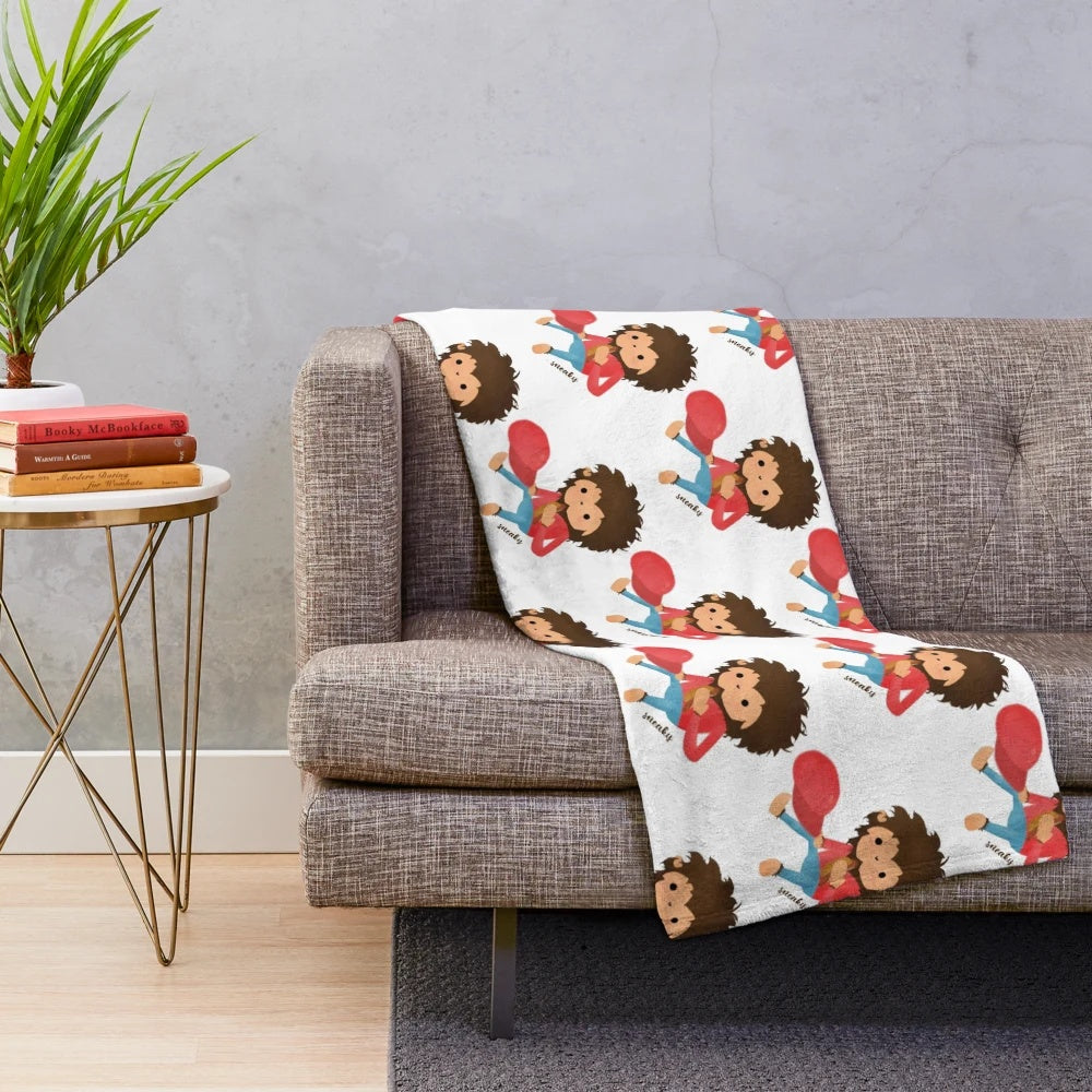 Sneaky Sasquatch-inspired plush blanket featuring a big, funny head design for game lovers
