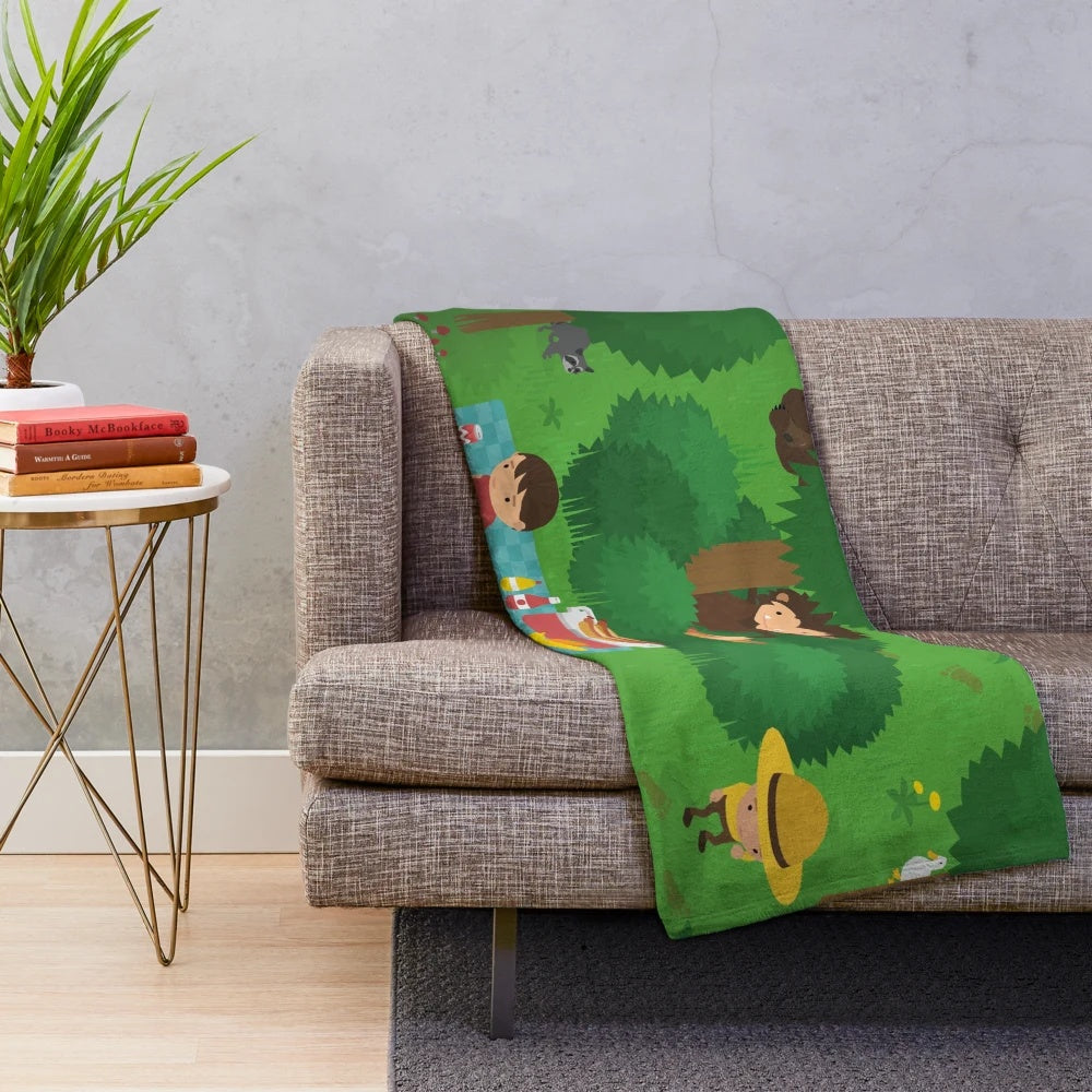 Sneaky Sasquatch themed plush picnic blanket