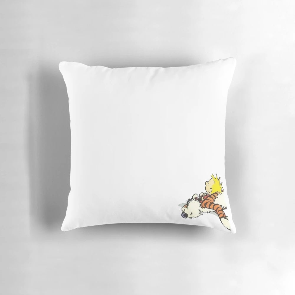 Calvin and Hobbes sleeping pillow featuring the iconic characters from the beloved comic strip