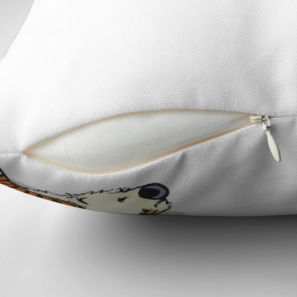 Calvin and Hobbes sleeping pillow featuring the iconic characters from the beloved comic strip