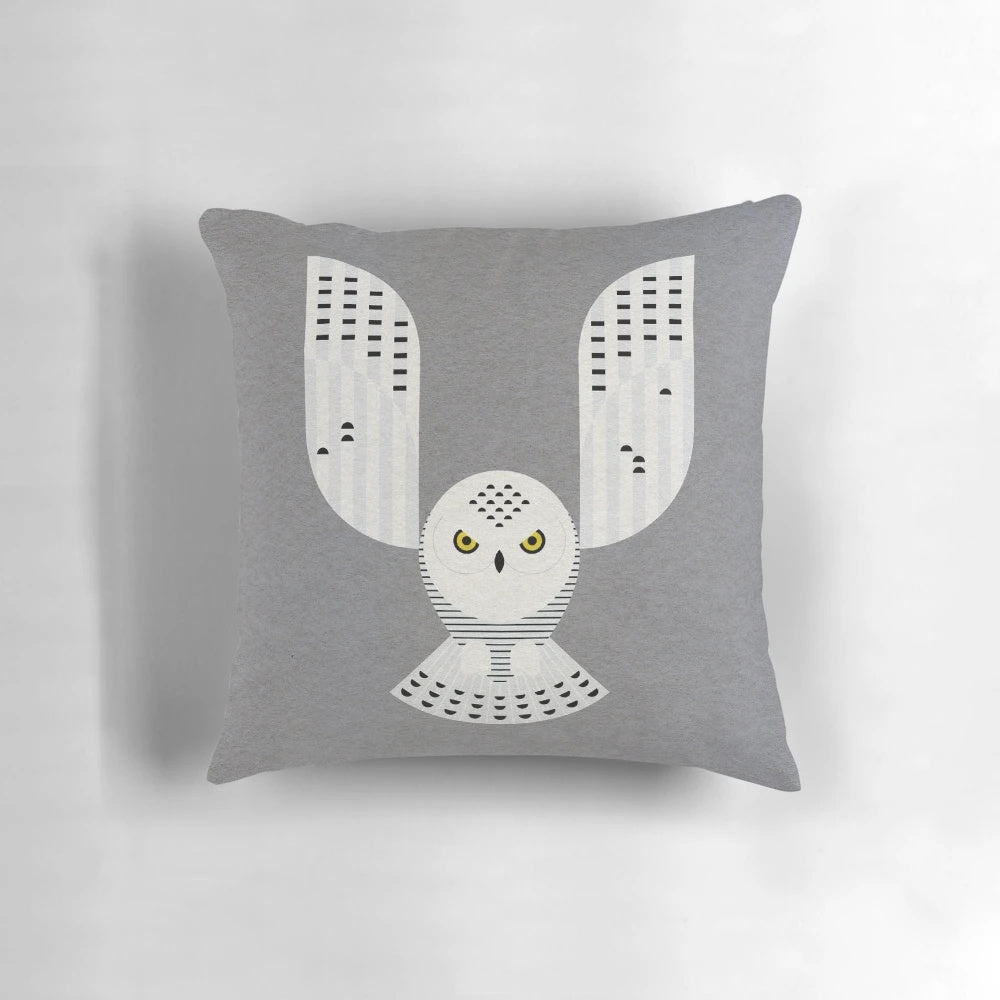 Snowy Owl Pillow - Unique and Stylish Graphic Design by Artist Scott Partridge