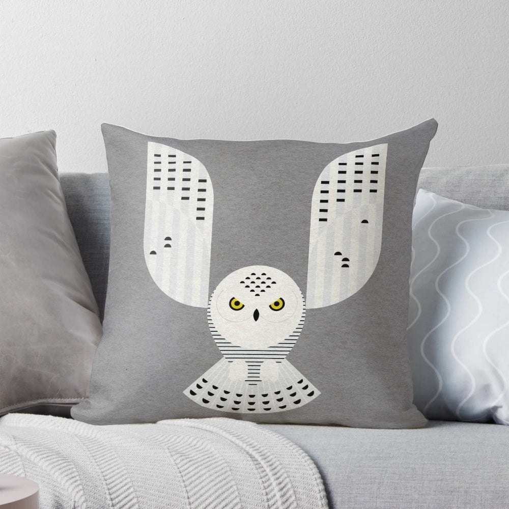 Snowy Owl Pillow - Unique and Stylish Graphic Design by Artist Scott Partridge