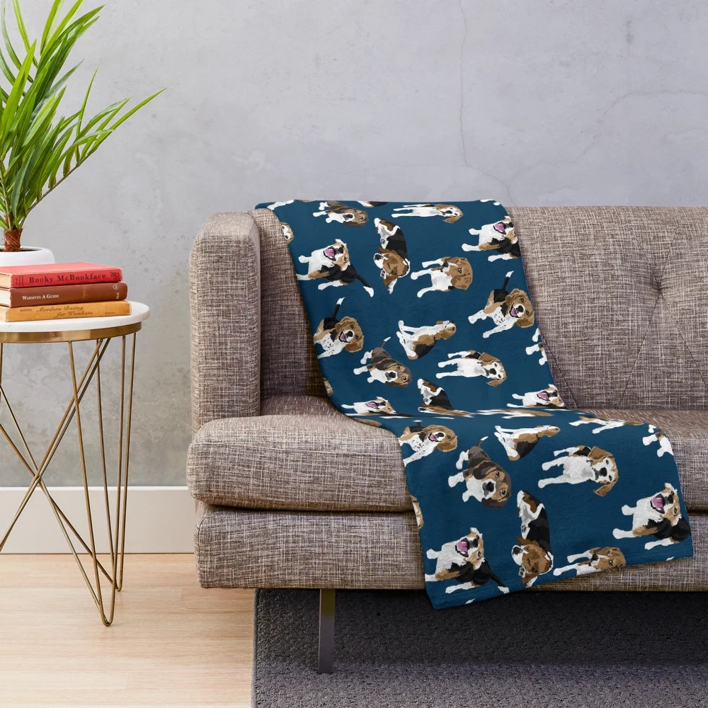 Beagle plush blanket for snuggling and relaxing