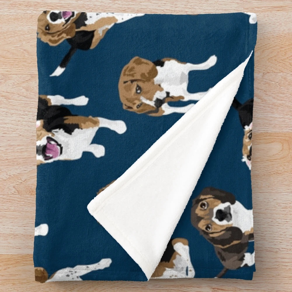 Beagle plush blanket for snuggling and relaxing